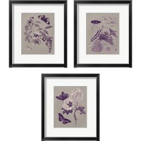 Framed 'Nature Study in Plum & Taupe 3 Piece Framed Art Print Set' border=