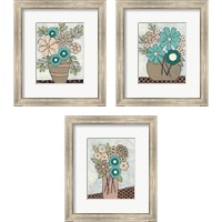 Framed 'Mid Summer Bouquet 3 Piece Framed Art Print Set' border=