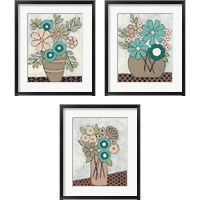 Framed 'Mid Summer Bouquet 3 Piece Framed Art Print Set' border=