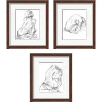 Framed 'Sitting Pose 3 Piece Framed Art Print Set' border=