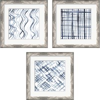 Framed 'Indigo Ripple 3 Piece Framed Art Print Set' border=