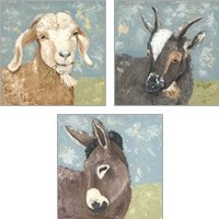 Framed 'Farm Life Animal 3 Piece Art Print Set' border=