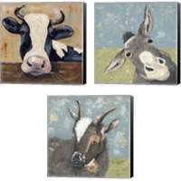 Framed 'Farm Life Animal 3 Piece Canvas Print Set' border=