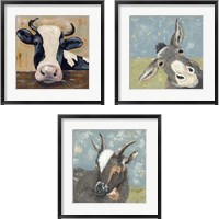 Framed 'Farm Life Animal 3 Piece Framed Art Print Set' border=