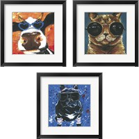 Framed 'Dapper Animal 3 Piece Framed Art Print Set' border=
