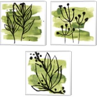 Framed 'Tropical Sumi-e 3 Piece Canvas Print Set' border=