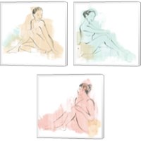 Framed 'Colorblock Figure 3 Piece Canvas Print Set' border=