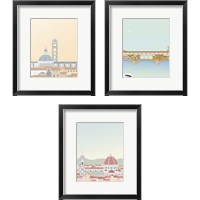 Framed 'Travel Europe 3 Piece Framed Art Print Set' border=