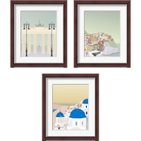 Framed 'Travel Europe 3 Piece Framed Art Print Set' border=