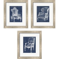 Framed 'Antique Chair Blueprint 3 Piece Framed Art Print Set' border=