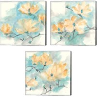 Framed 'Teal Buds 3 Piece Canvas Print Set' border=