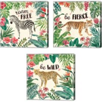 Framed 'Jungle Vibes 3 Piece Canvas Print Set' border=