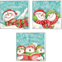 Framed 'Let it Snow Eyes Open 3 Piece Canvas Print Set' border=