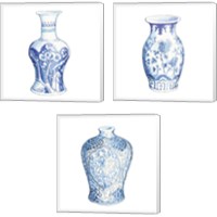 Framed 'Ginger Jar on White 3 Piece Canvas Print Set' border=