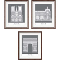 Framed 'Paris Landmark 3 Piece Framed Art Print Set' border=