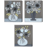 Framed 'Happy Garden Flowers 3 Piece Canvas Print Set' border=