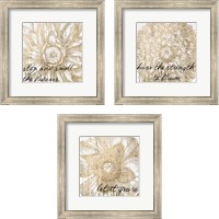 Framed 'Metallic Floral Quote 3 Piece Framed Art Print Set' border=