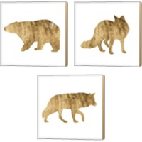 Framed 'Brushed Gold Animals 3 Piece Canvas Print Set' border=