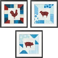 Framed 'Modern Americana Farm Quilt  3 Piece Framed Art Print Set' border=