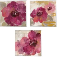Framed 'Elegant Fresco Floral Gold Flower 3 Piece Canvas Print Set' border=