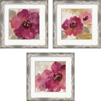 Framed 'Elegant Fresco Floral Gold Flower 3 Piece Framed Art Print Set' border=