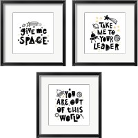 Framed 'Give Me Space 3 Piece Framed Art Print Set' border=