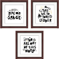 Framed 'Give Me Space 3 Piece Framed Art Print Set' border=