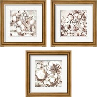 Framed 'Cotton Boll Triptych Sentimen 3 Piece Framed Art Print Set' border=