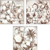 Framed 'Cotton Boll Triptych Sentimen 3 Piece Art Print Set' border=