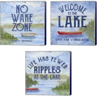 Framed 'Lake Living Panel 3 Piece Canvas Print Set' border=