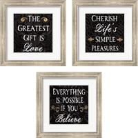 Framed 'Inspirational Collage on Black 3 Piece Framed Art Print Set' border=