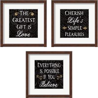 Framed 'Inspirational Collage on Black 3 Piece Framed Art Print Set' border=