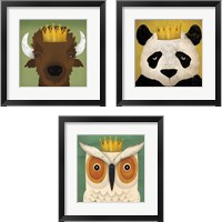 Framed 'Animal with Crown 3 Piece Framed Art Print Set' border=