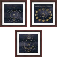 Framed 'Geography of the Heavens Blue Gold 3 Piece Framed Art Print Set' border=