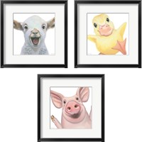 Framed 'Farm Friends 3 Piece Framed Art Print Set' border=