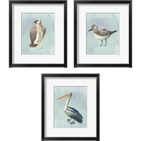 Framed 'Watercolor Beach Bird 3 Piece Framed Art Print Set' border=