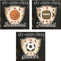 Framed 'Eat, Sleep, Pray 3 Piece Art Print Set' border=