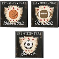 Framed 'Eat, Sleep, Pray 3 Piece Canvas Print Set' border=