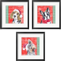 Framed 'Holiday Puppy 3 Piece Framed Art Print Set' border=