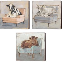 Framed 'Moo-ving In 3 Piece Canvas Print Set' border=