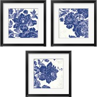 Framed 'Toile Roses 3 Piece Framed Art Print Set' border=