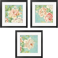 Framed 'Cottage Roses Bright 3 Piece Framed Art Print Set' border=