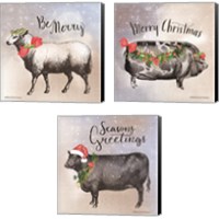 Framed 'Vintage Christmas Be Merry  3 Piece Canvas Print Set' border=