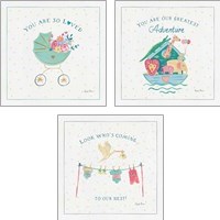 Framed 'Happy Baby 3 Piece Art Print Set' border=