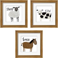 Framed Farm Animal 3 Piece Framed Art Print Set
