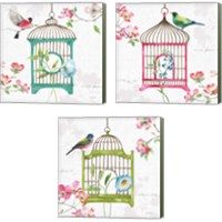 Framed 'Dogwood Garden  3 Piece Canvas Print Set' border=