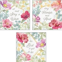 Framed 'Springtime Bloom 3 Piece Art Print Set' border=