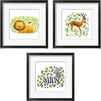 Framed 'Safari Cuties  3 Piece Framed Art Print Set' border=