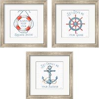 Framed 'Nautical Life 3 Piece Framed Art Print Set' border=