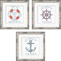 Framed 'Nautical Life 3 Piece Framed Art Print Set' border=